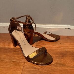 Stuart Weitzman Bronze Textured Heels